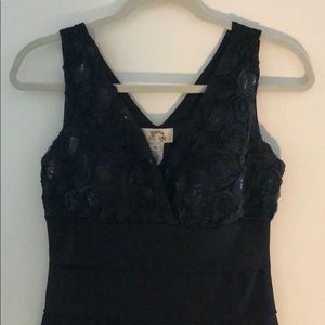 Black Flower Sequin Cocktail Dress